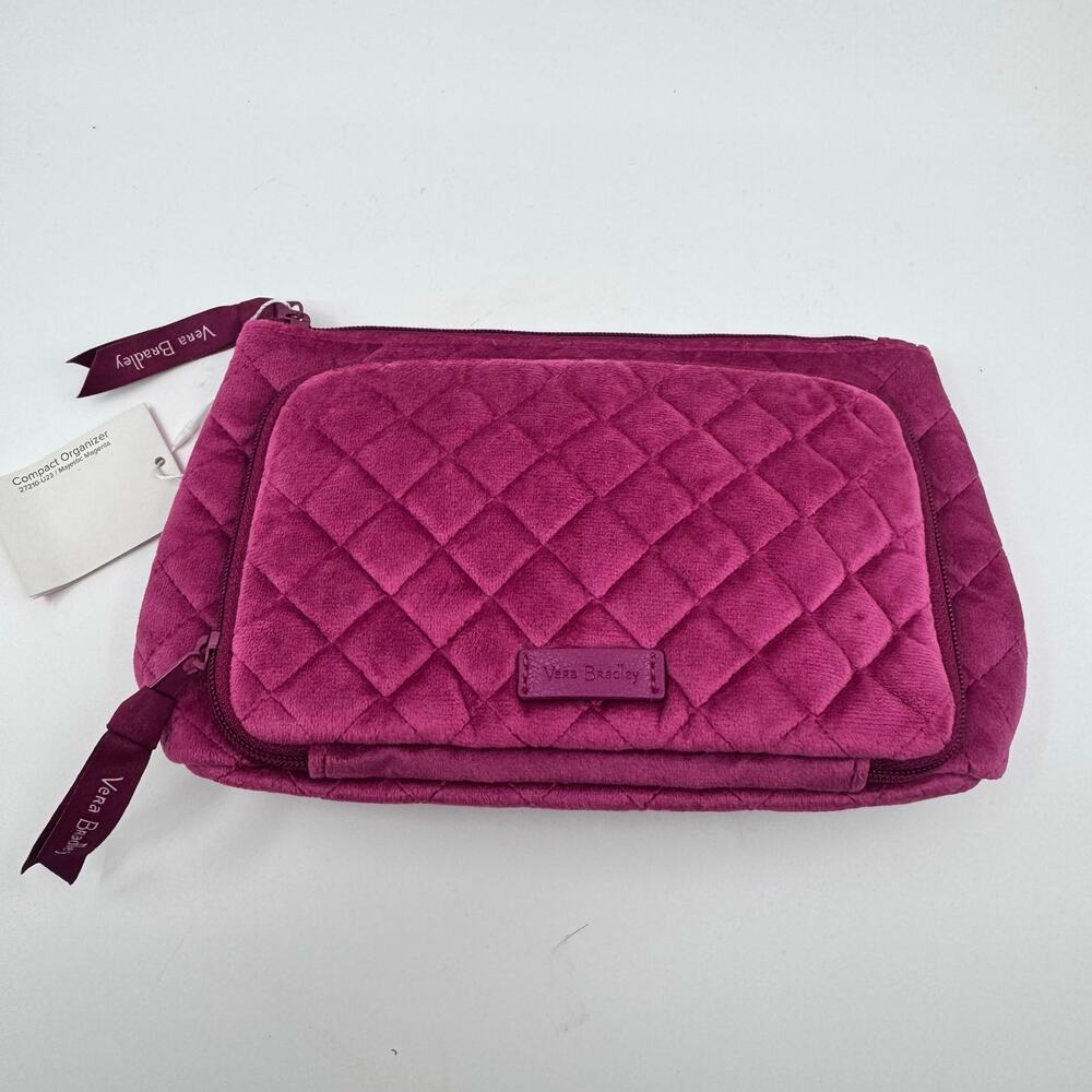 Vera Bradley Compact Organizer Travel Makeup Pouch Bag Quilted Majestic Magenta - Picture 2 of 6